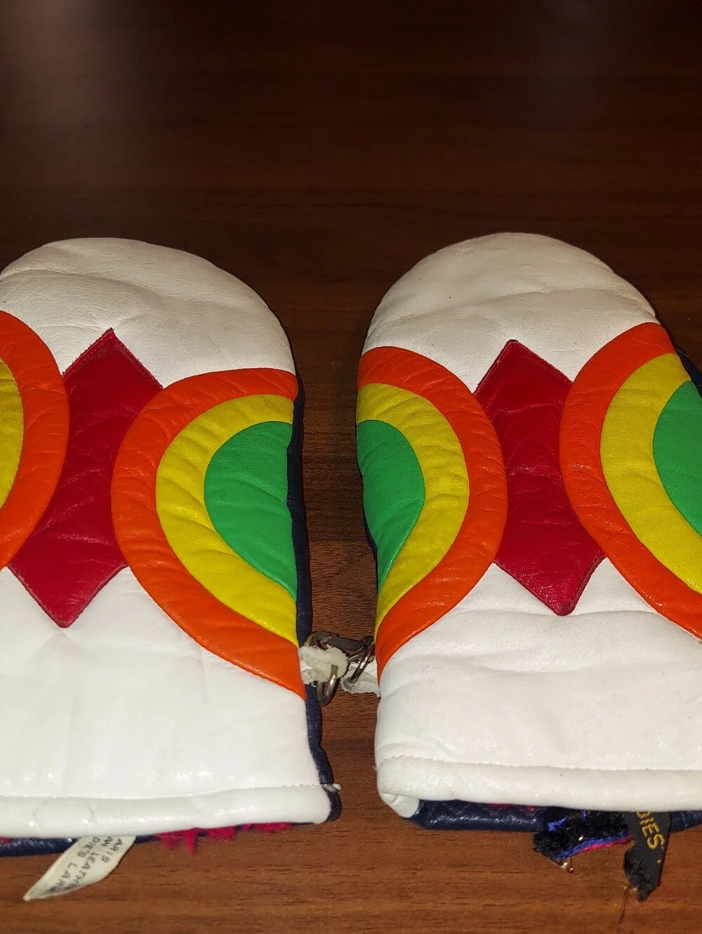 Aris Vintage Leather Skiing Mittens. Ladies Large.